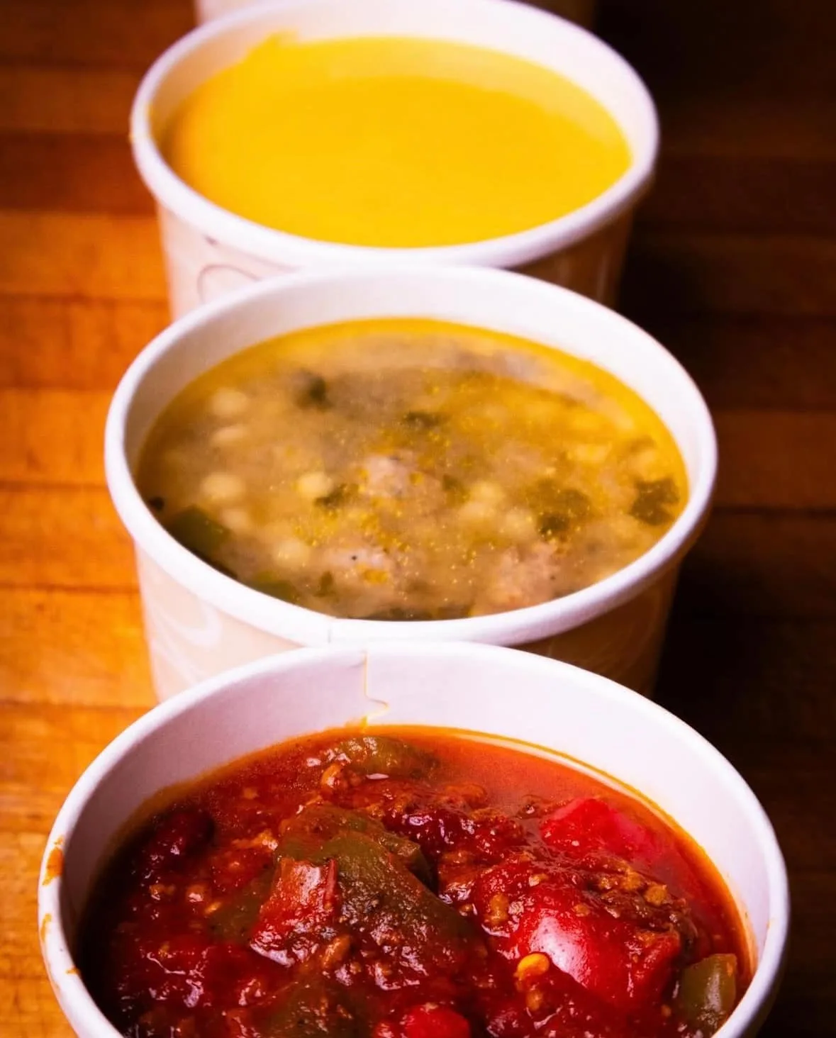 Containers of homemade soups